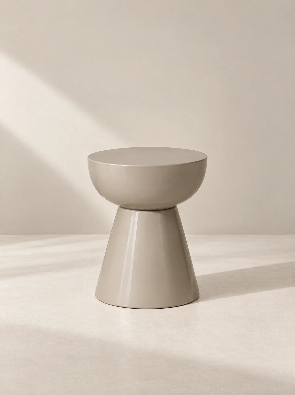 Taupe Hourglass pedestal side table