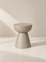 Taupe Hourglass pedestal side table