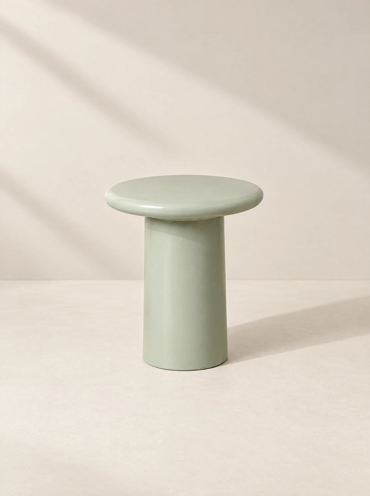 Sage mushroom pedestal side table