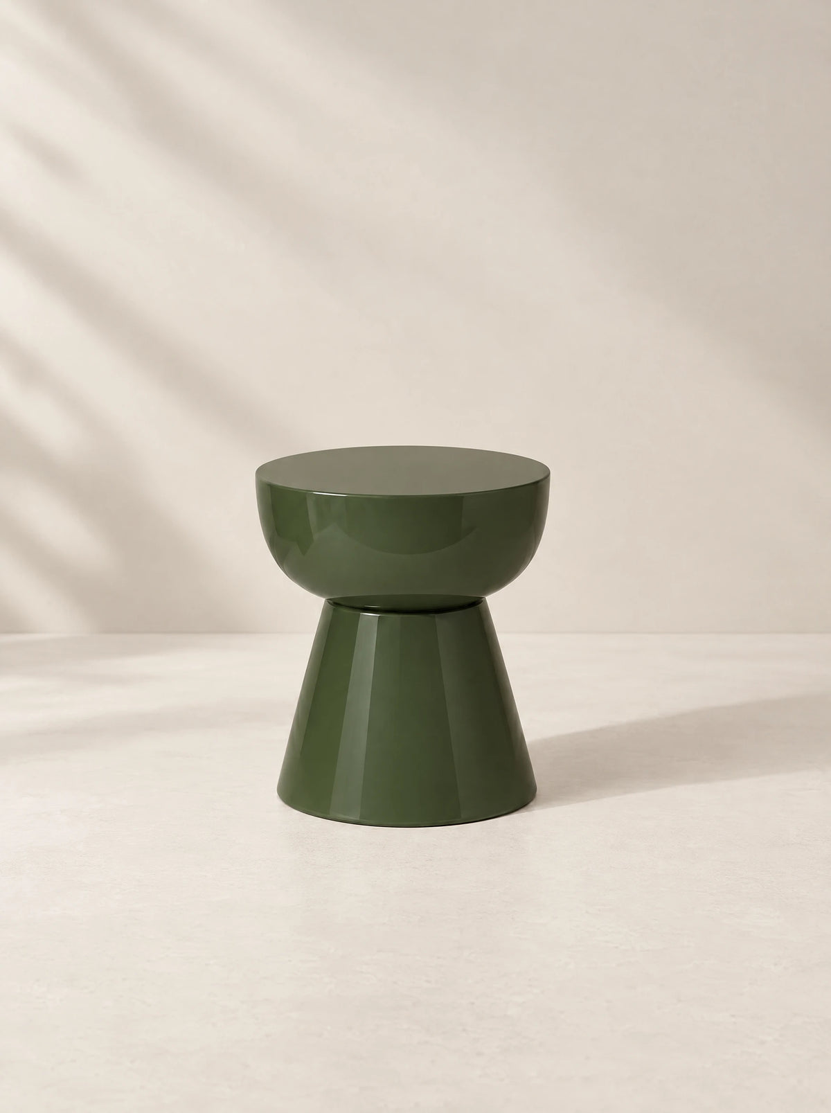 Olive Hourglass pedestal side table