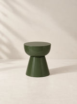 Olive Hourglass pedestal side table