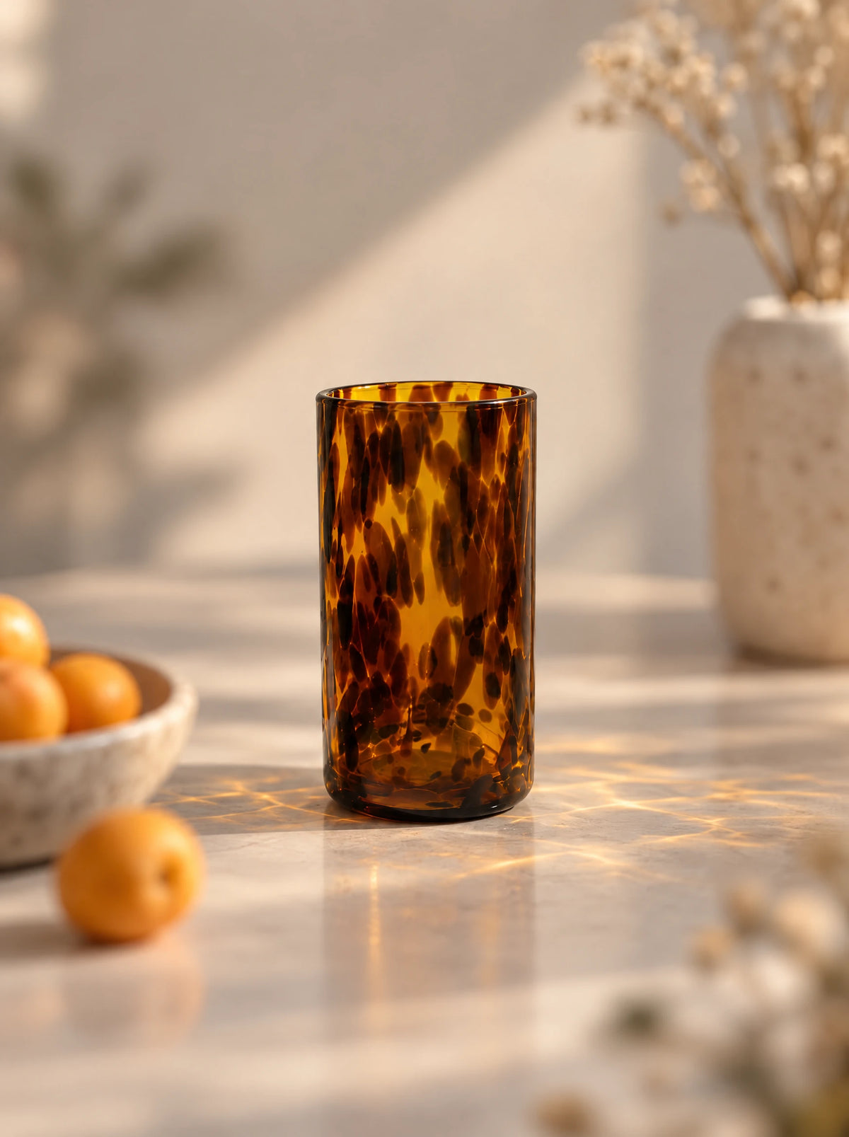 Savanna orange hand-blown drinking glass