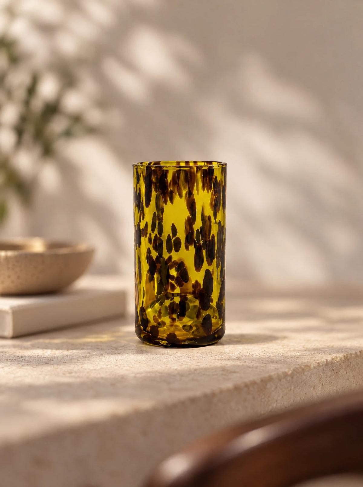 Savanna yellow hand blown drinking glass
